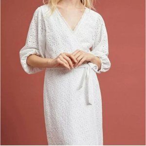 VELVET by GRAHAM & SPENCER white eyelet Marina wrap dress
